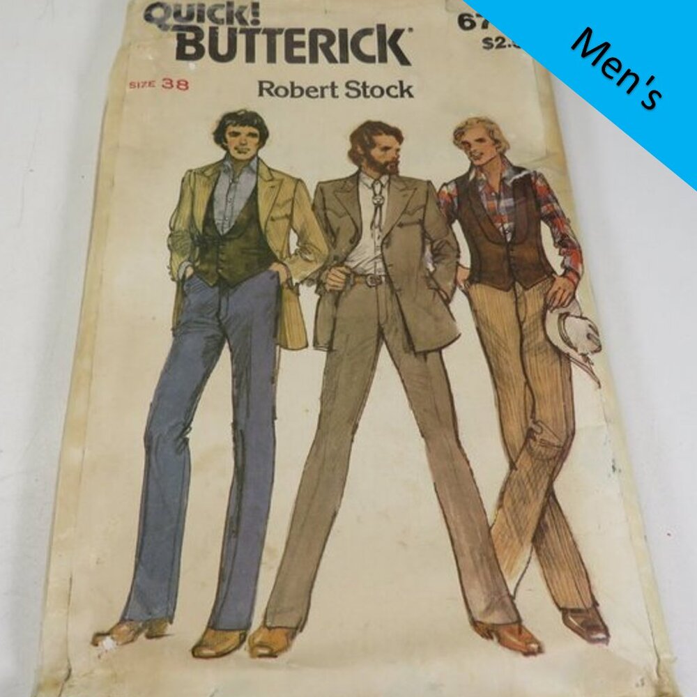 Butterick 6750 Sewing Pattern EASY Men's Jacket, Vest, Pants size 38 (complete)